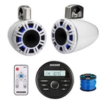 Kicker Marine Receiver, 2X 6.5" 300W Led Hlcd White Speakers, Remote,wire. Fixed Price $1109.94.