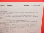 1978 Audiovox Cassette Tape/am-fm/mpx Radio Service Manual CAS-300 & ID-600A. Fixed Price $20.99.