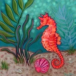 Under The Sea, Horse, Peggy Davis, Art Wall Print Poster 14" X 11" 3324. Fixed Price $20.99.
