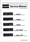 Clarion Models 4670, 4660, 4650, 9773RT, 9671RT Service Manual. Fixed Price $20.00.