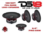 (4) DS18 PRO-X6M 1800W 6.5" Midrange Full Super Loudspeaker Ohm. Fixed Price $184.95.