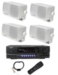 Pyle PLMR24 3.5" 200W Outdoor Speakers 4PK & PT260A Stereo Theater Receiver. Fixed Price $179.99.
