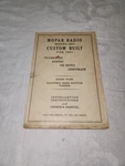 Vintage Mopar Radio Model 800 Custom Built For 1941 Installation Instructions. Fixed Price $30.00.
