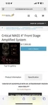 Critical Mass 2WAY Speaker 4.5 Mid Tweeter Set Comparable To Focal KX2 Or KX3. Fixed Price $1999.00.