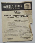 Automatic Radio Push-button Transistor 1959 Plymouth Model PP-819 Manual. Fixed Price $8.68.