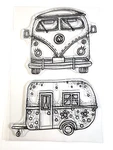 Retro Vw Bug Bus Trailer Clear Stamps Hippie Flower Camper Scrapbooking New. Fixed Price $7.19.