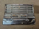 1949-1950 Plymouth Chrome Radio Speaker Bezel With Both Delete Plates Free Ship. Fixed Price $95.00.