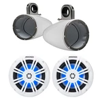 Kicker White Single Tower Enclosures, 2X 6.5" Led Marine Boat Speakers. Fixed Price $439.98.