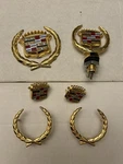 Used 1980- 92 Cadillac Brougham Hood Ornament Trunk Emblem Gold Package Set. Fixed Price $350.00.