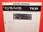 Craig Stereo Cassette Tape Player/am-fm/mpx Radio Factory Service Manual T635. Fixed Price $16.99.