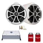 Wet Sounds ICON8W-X 8" White Tower Speakers With X-mounts And HTX2 Amp. Fixed Price $1229.98.