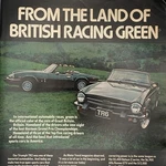 1975 Triumph TR6 Spitfire 1500 Print Ad British Racing Green Leyland Motors 70S. Fixed Price $9.95.