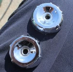 Oem 1956 Oldsmobile Deluxe Radio Chrome Knobs #567765 / 567764. Fixed Price $24.99.