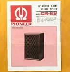 Original Pioneer CS-99 Speaker Operation Guide Manual Genuine. Fixed Price $19.95.